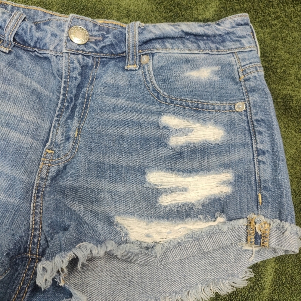 American Eagle Tomgirl Shortie Blue Denim Short Womens Size 0 © - Picture 3 of 12